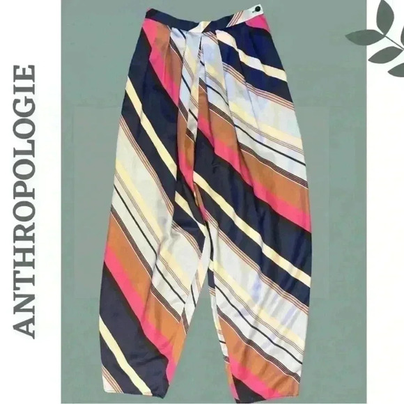 Anthropologie Maeve Wide Leg Pant Striped Geometric Print Bold Boho Style Size 6 - Picture 6 of 10